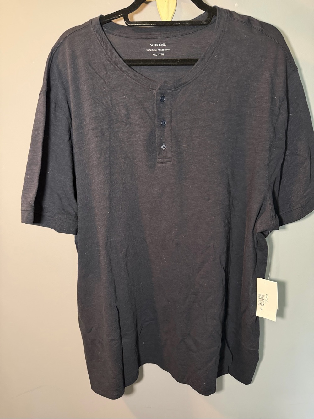 Vince Charcoal Grey/Black Short-Sleeve Henley Tee